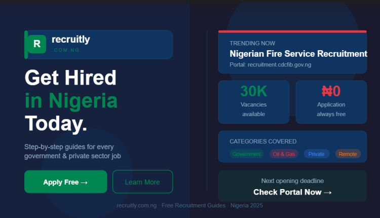 Nigerian Fire Service Recruitment Portal 2025 — How to Login at recruitment.cdcfib.gov.ng and Apply Successfully