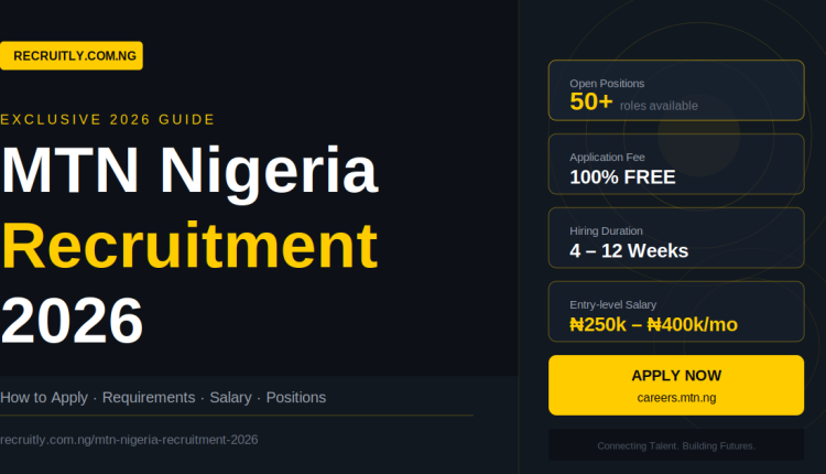 MTN Nigeria Job Recruitment 2026 — How to Apply, Requirements, Positions and Salary
